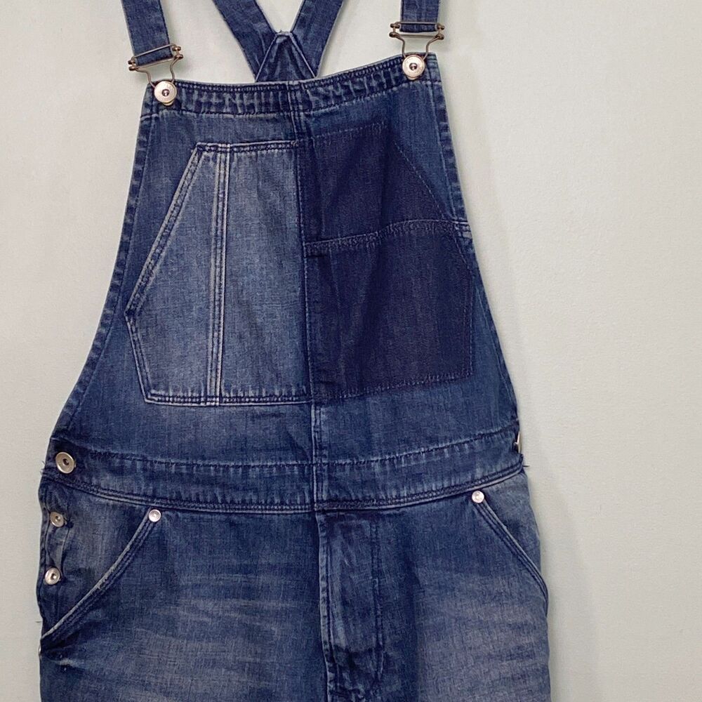 Zara Man Denim Overalls Mens Medium Blue Straight Leg Distressed Cotton Workwear - Picture 2 of 14